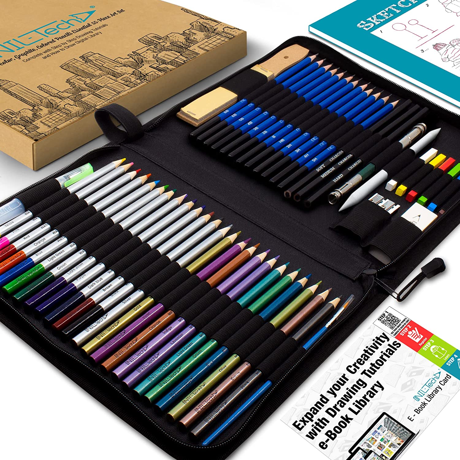 Deluxe Professional Art Kit Drawing Sketching Set Colored Pencils Artist  Tools | eBay